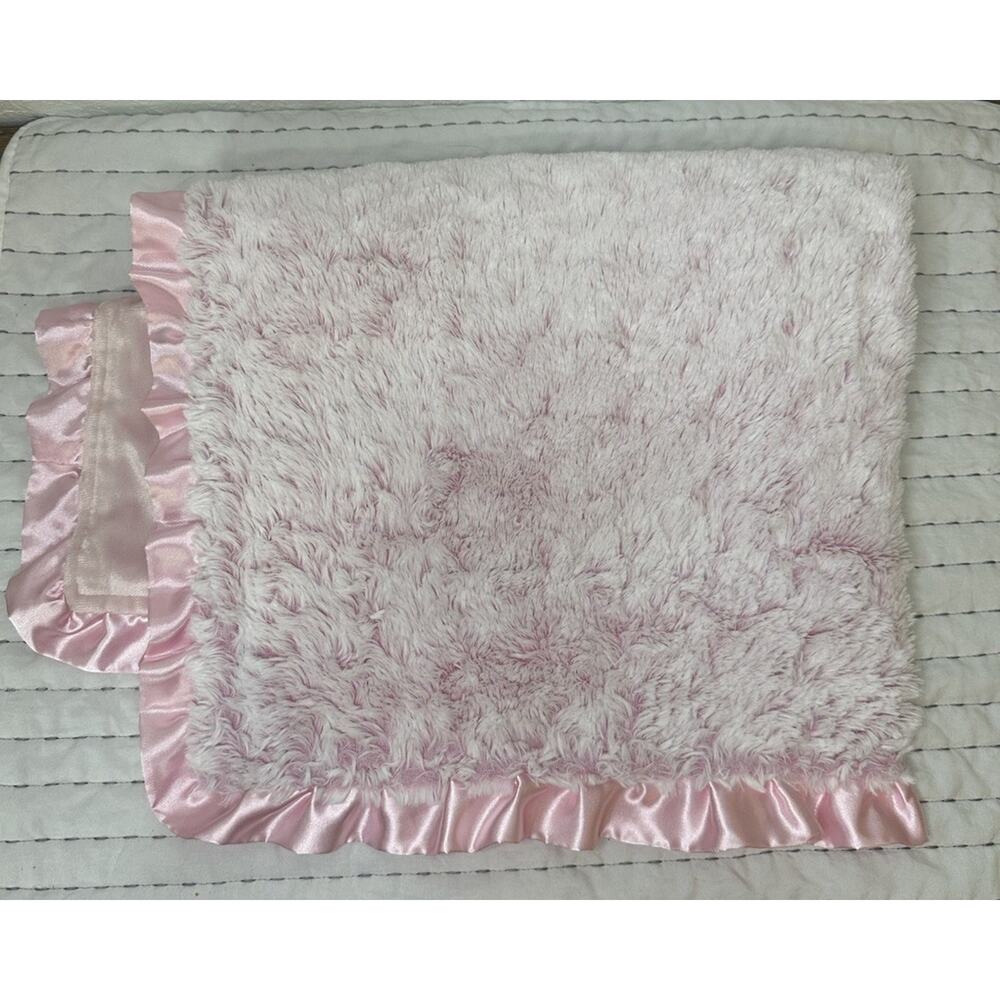 Parents Choice Solid Pink Plush Baby Blanket Satin Trim 30x40 Polyester